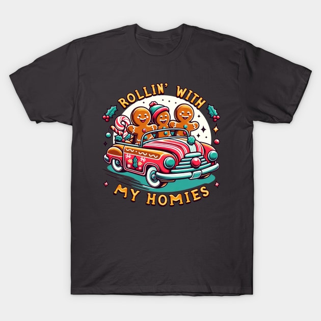 Rollin' With My Homies Vintage Gingerbread Men T-Shirt by TheCloakedOak